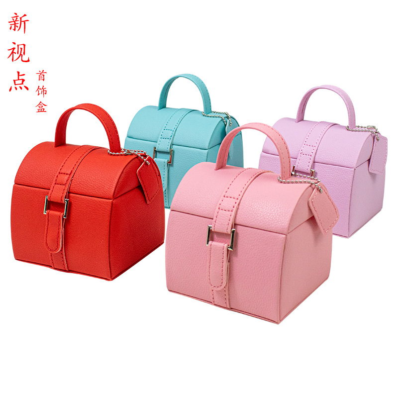 便携珠宝首饰盒饰品 小旅行多功能小收纳箱包 戒指耳钉印logo工厂
